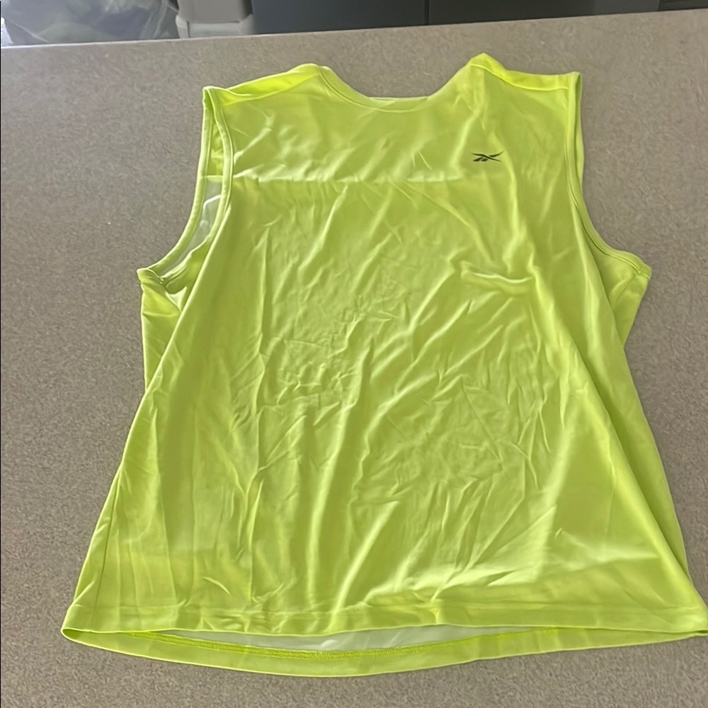 .Reebok Neon Yellow Muscle Tee Sleeveless Athletic Top